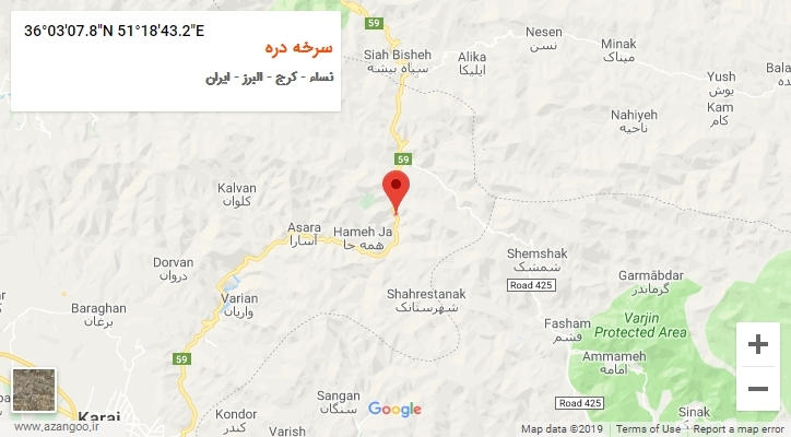 روستای سرخه دره بر روی نقشه