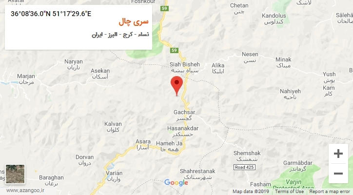 روستای سری چال بر روی نقشه