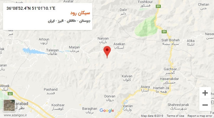 روستای سیکان رود بر روی نقشه
