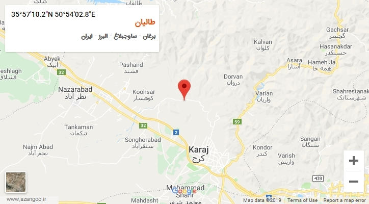 روستای طالیان بر روی نقشه