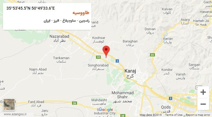روستای طاووسیه بر روی نقشه