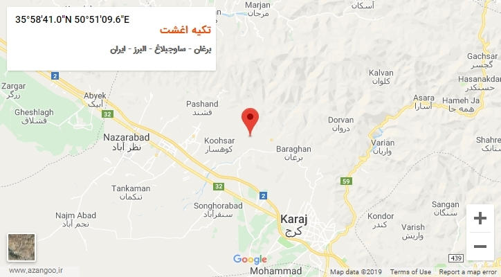 روستای تکیه اغشت بر روی نقشه