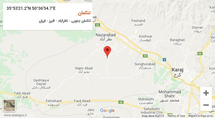 روستای تنکمان بر روی نقشه