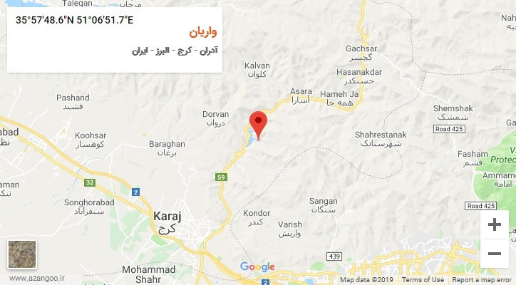 روستای واریان بر روی نقشه