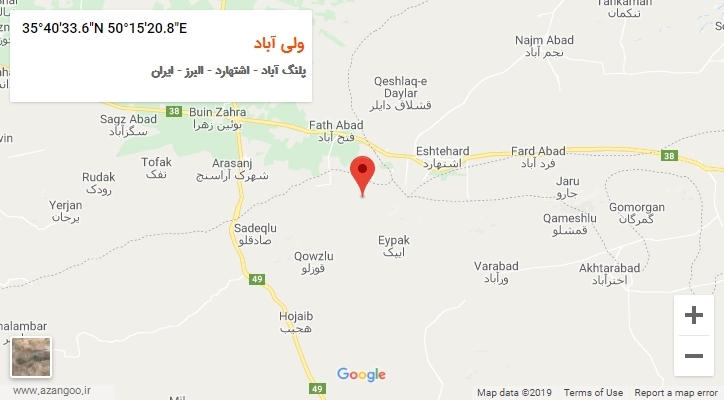 روستای ولی آباد بر روی نقشه