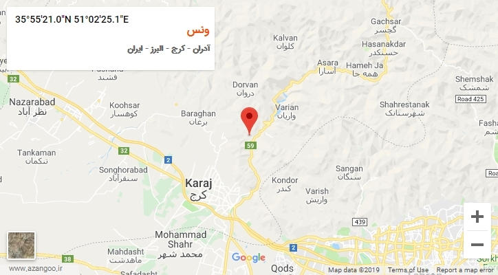 روستای ونس بر روی نقشه
