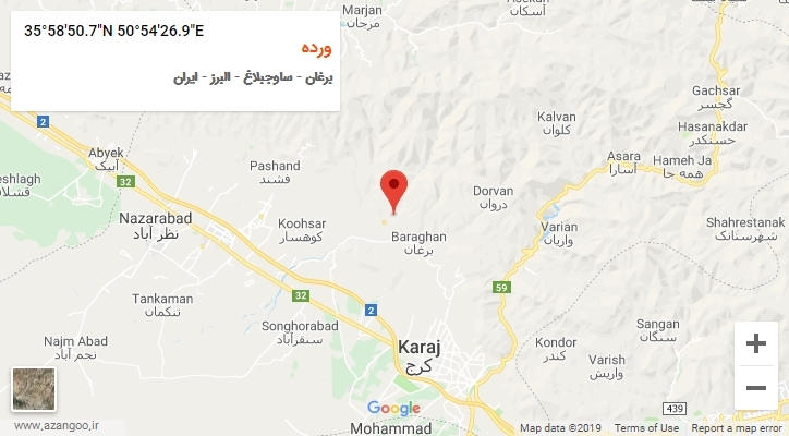 روستای ورده بر روی نقشه