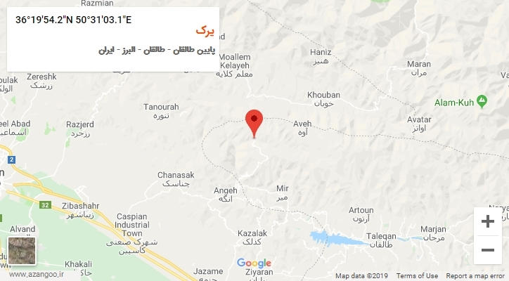 روستای یرک بر روی نقشه