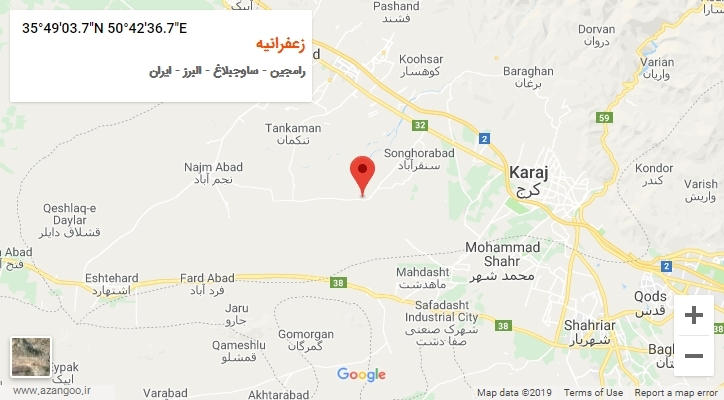 روستای زعفرانیه بر روی نقشه