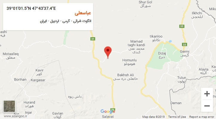 روستای عباسعلی بر روی نقشه