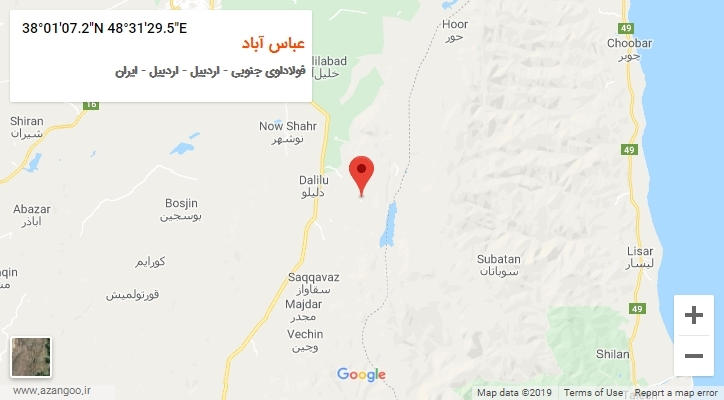 روستای عباس آباد بر روی نقشه