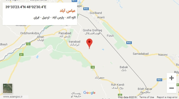 روستای عباس آباد بر روی نقشه