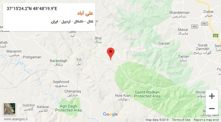 روستای علی آباد بر روی نقشه