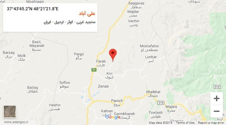 روستای علی آباد بر روی نقشه