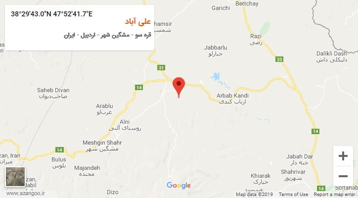 روستای علی آباد بر روی نقشه
