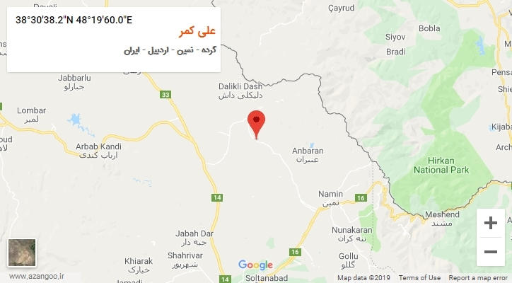 روستای علی کمر بر روی نقشه