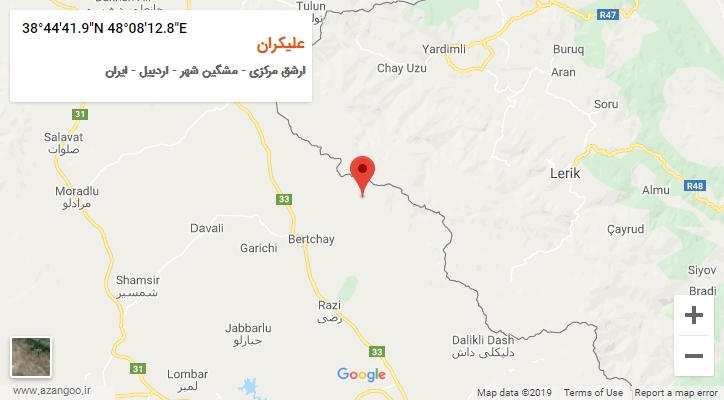 روستای علیکران بر روی نقشه