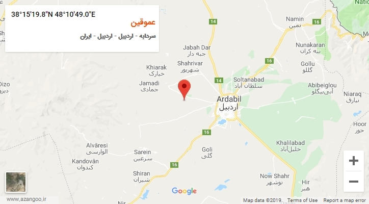روستای عموقین بر روی نقشه