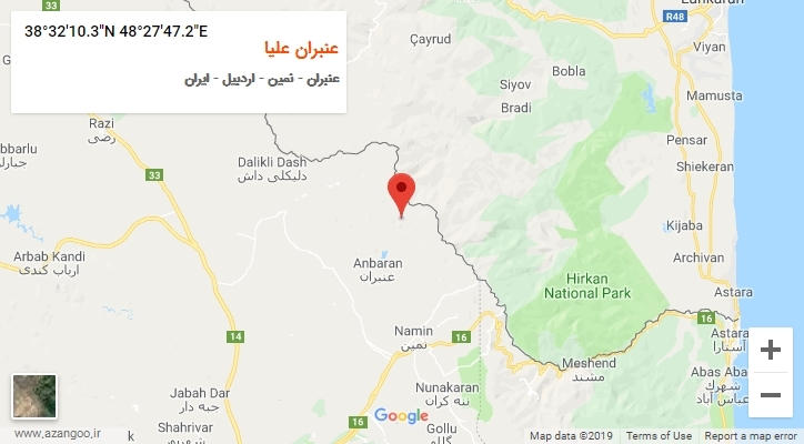 روستای عنبران علیا بر روی نقشه