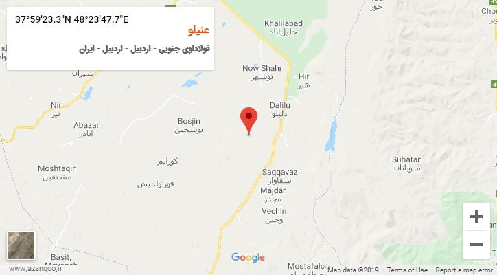 روستای عنیلو بر روی نقشه