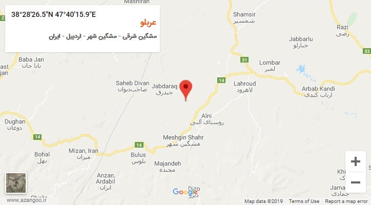 روستای عربلو بر روی نقشه