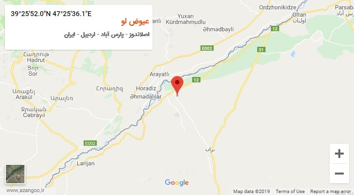 روستای عیوض لو بر روی نقشه