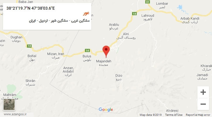 روستای عور بر روی نقشه