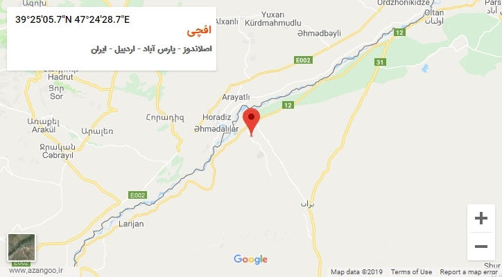 روستای افچی بر روی نقشه