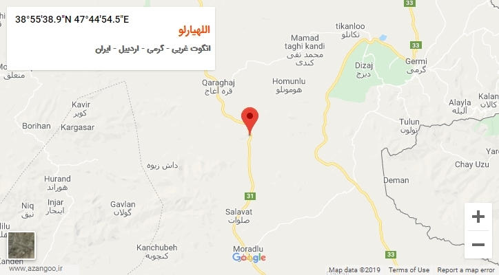 روستای اللهیارلو بر روی نقشه