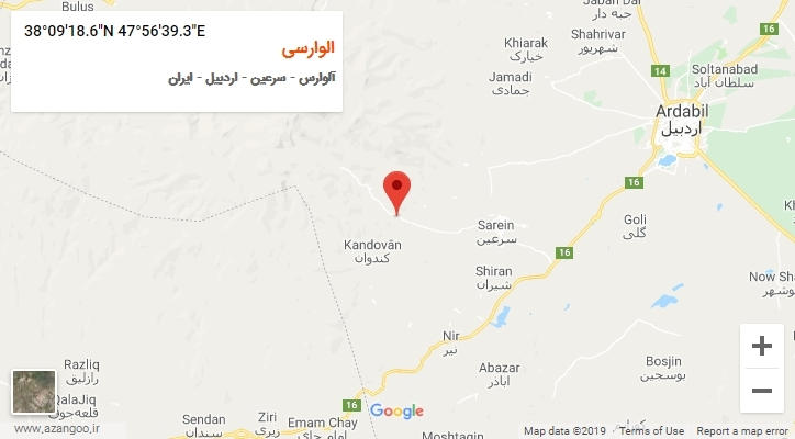 روستای الوارسی بر روی نقشه