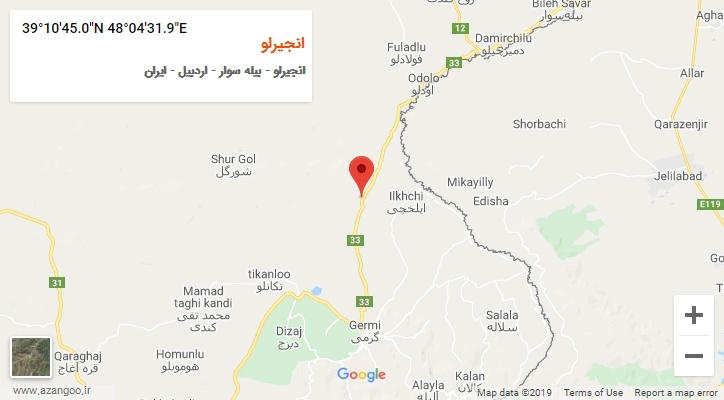 روستای انجیرلو بر روی نقشه