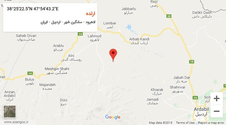 روستای ارلده بر روی نقشه