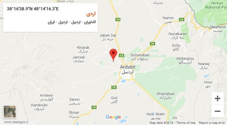 روستای اردی بر روی نقشه