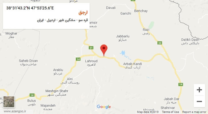 روستای ارجق بر روی نقشه