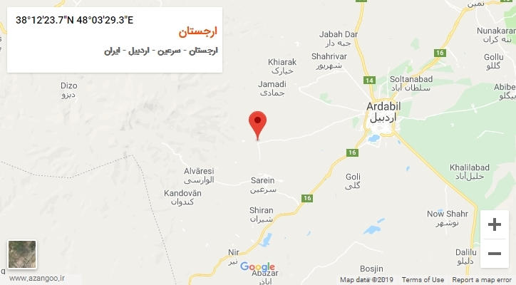 روستای ارجستان بر روی نقشه