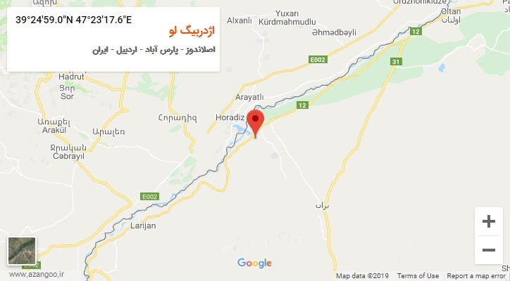 روستای اژدربیگ لو بر روی نقشه