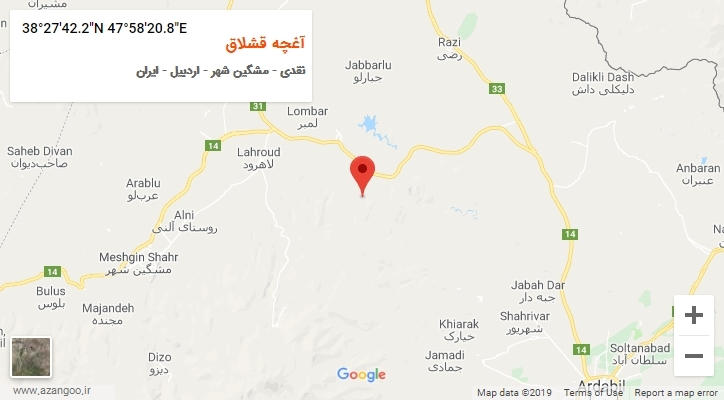 روستای آغچه قشلاق بر روی نقشه