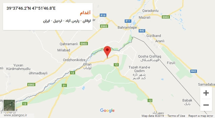 روستای آغدام بر روی نقشه