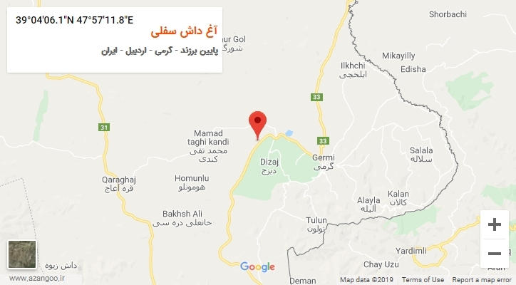 روستای آغ داش سفلی بر روی نقشه