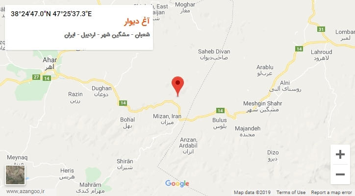 روستای آغ دیوار بر روی نقشه