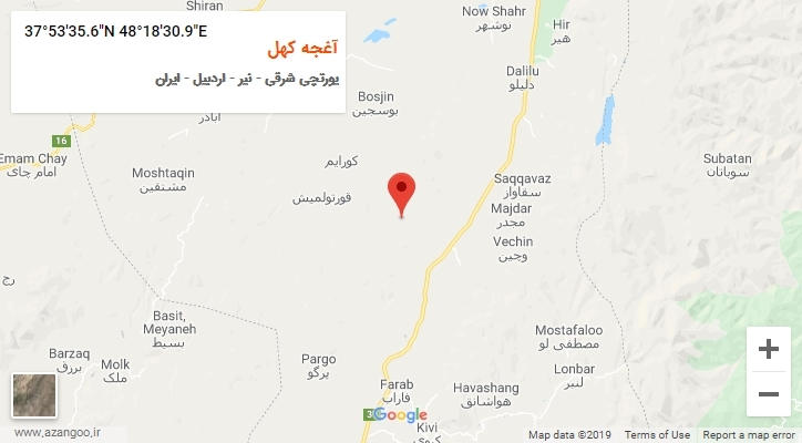 روستای آغجه کهل بر روی نقشه