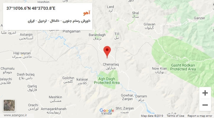 روستای آهو بر روی نقشه