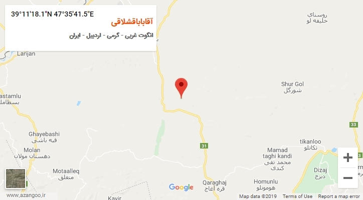 روستای آقاباباقشلاقی بر روی نقشه