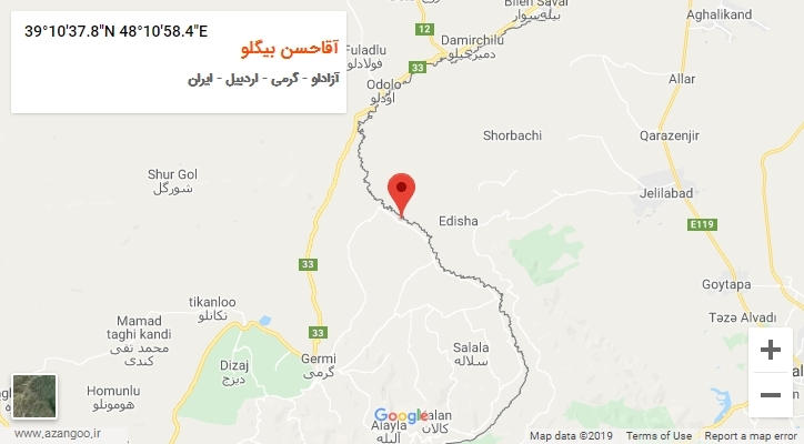 روستای آقاحسن بیگلو بر روی نقشه