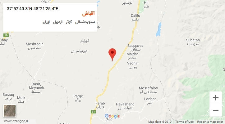 روستای آقباش بر روی نقشه