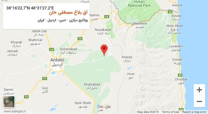 روستای آق بلاغ مصطفی خان بر روی نقشه