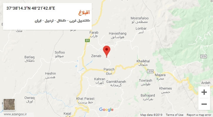 روستای آقبلاغ بر روی نقشه