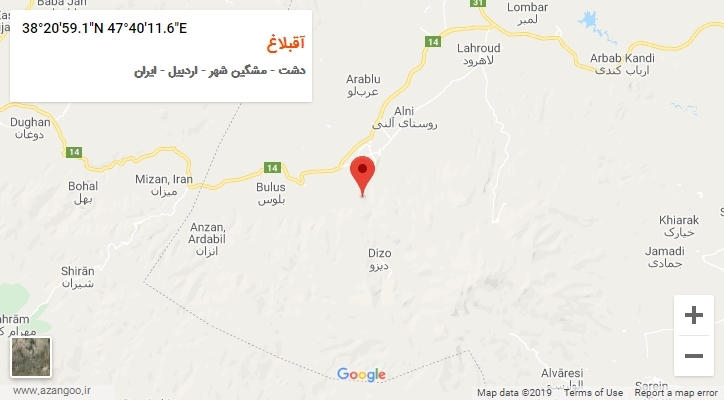 روستای آقبلاغ بر روی نقشه