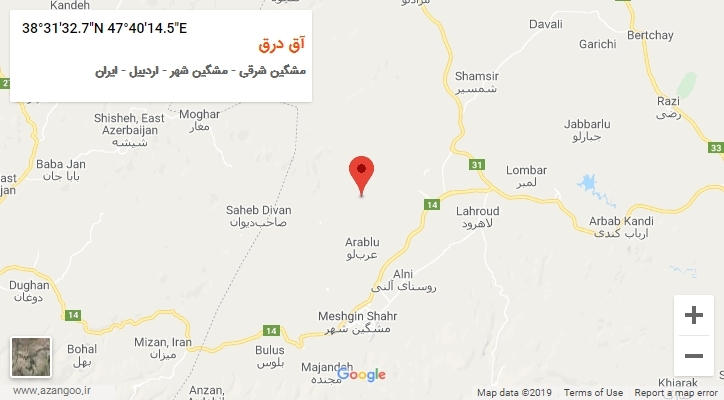 روستای آق درق بر روی نقشه