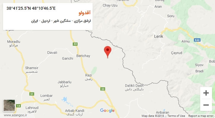 روستای آقدولو بر روی نقشه